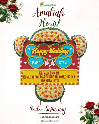 Karangan Papan Bunga Pernikahan di Conggeang